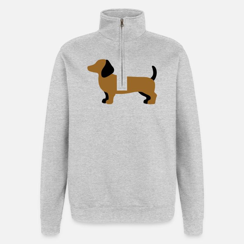 Dackel Silhouette – Minimalistisches Hundedesign - Quarter-Zip-Sweatshirt - Grau meliert