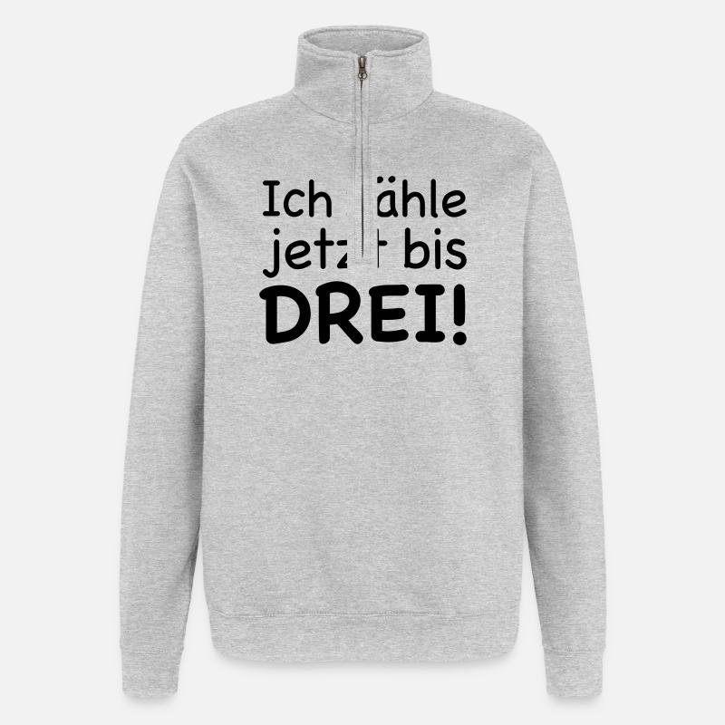 Ich zähle jetzt bis Drei - Quarter-Zip-Sweatshirt - Grau meliert