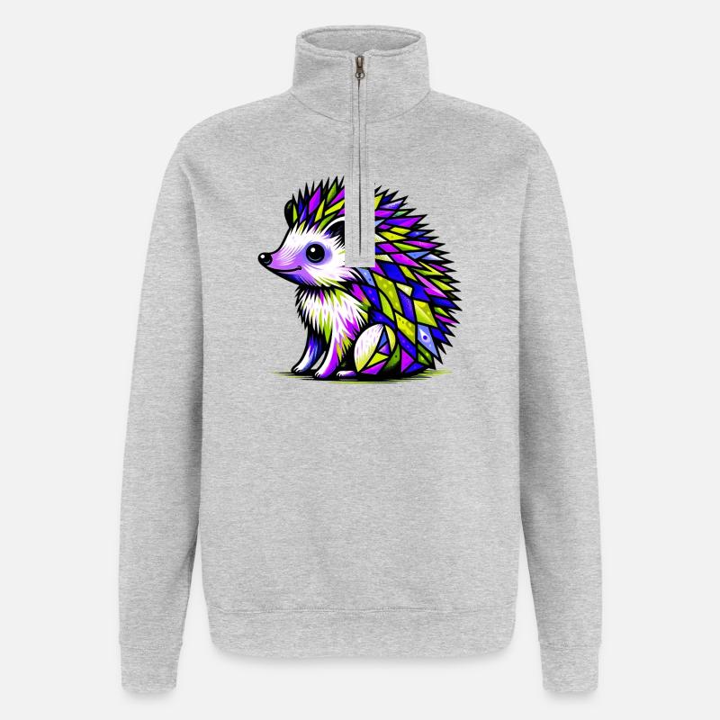 Hérisson - Sweat à zip 1/4 - gris chiné