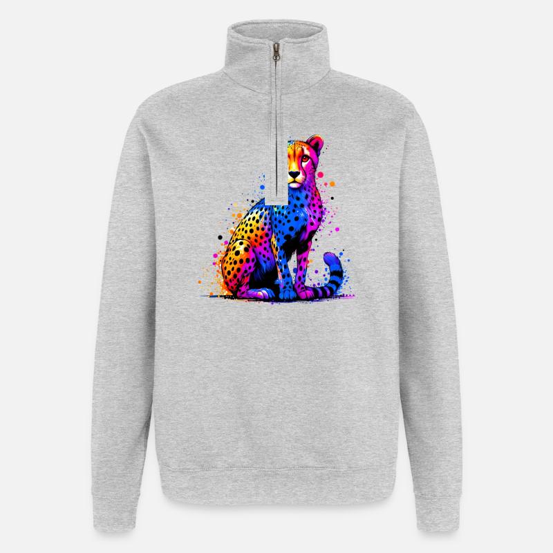 Guépard - Sweat à zip 1/4 - gris chiné