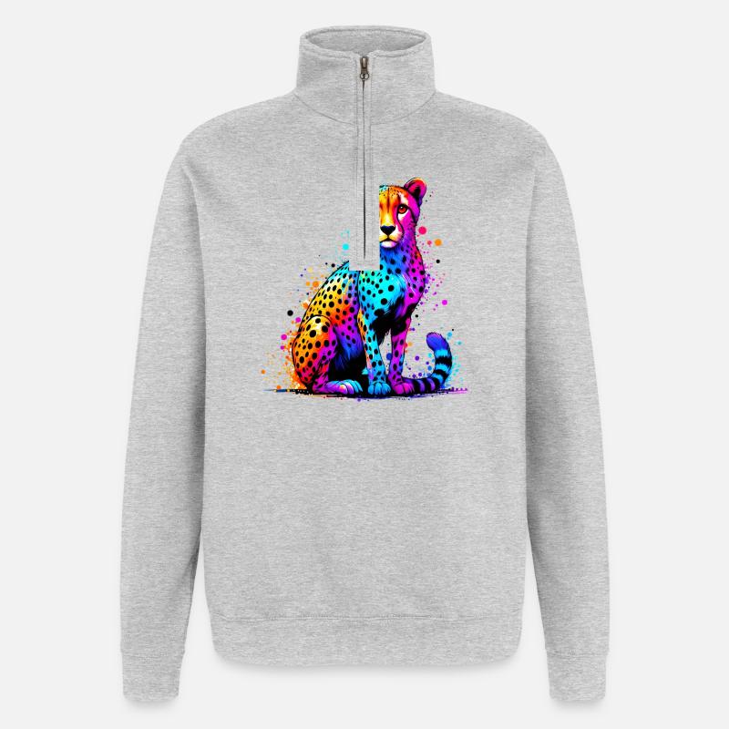 Guépard - Sweat à zip 1/4 - gris chiné