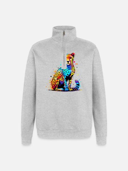 Guépard - Sweat à zip 1/4 - gris chiné