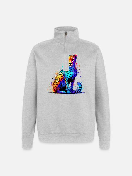 Cheetah - Quarter-Zip Sweatshirt - heather grey