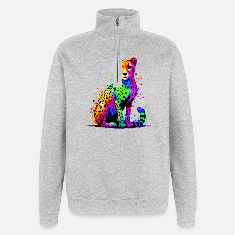 Cheetah - Quarter-Zip Sweatshirt - heather grey