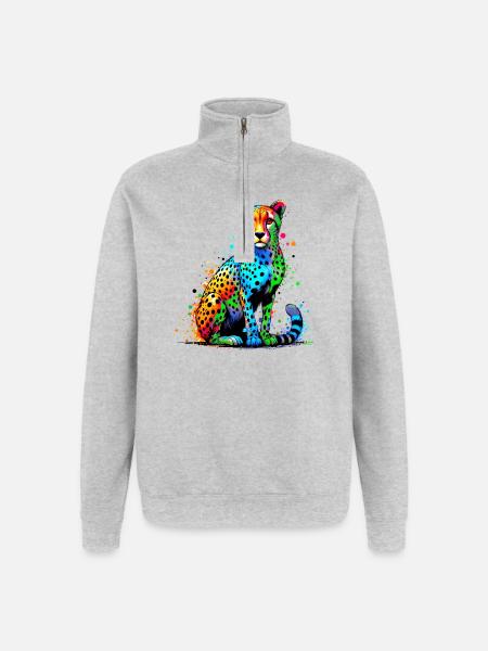 Cheetah - Quarter-Zip Sweatshirt - heather grey