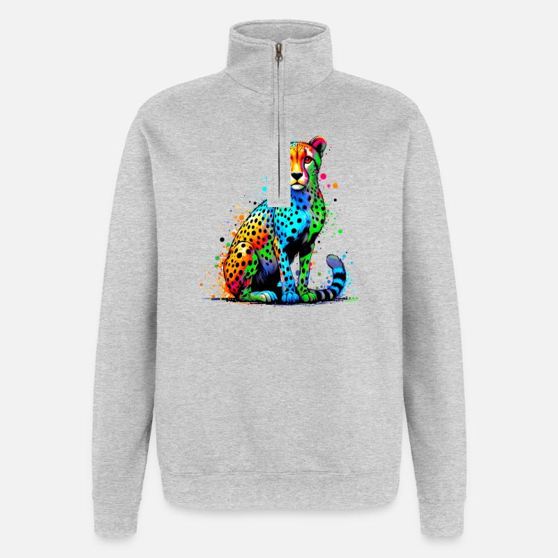 Guépard - Sweat à zip 1/4 - gris chiné