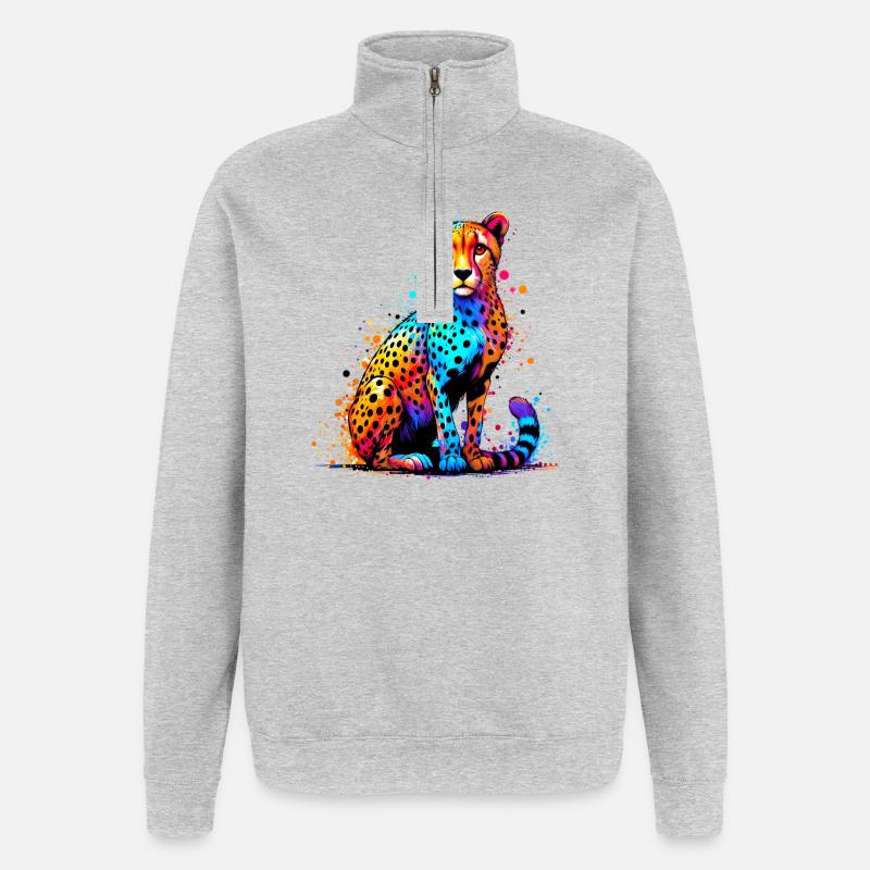 Gepard - Quarter-Zip-Sweatshirt - Grau meliert