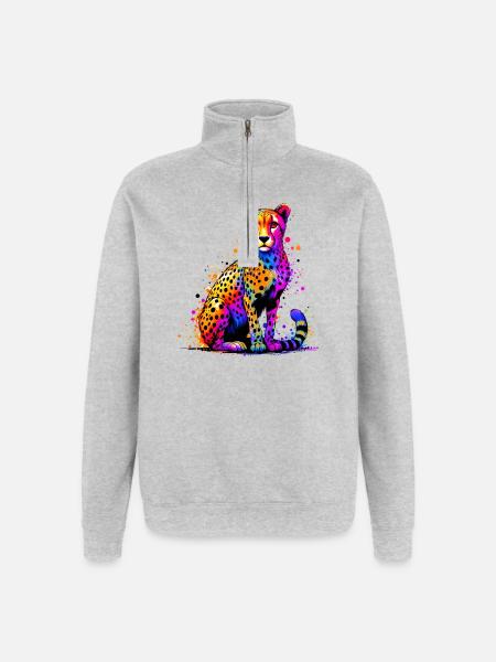 Cheetah - Quarter-Zip Sweatshirt - heather grey
