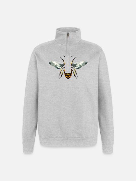 Bi med harmoniske gule og brune toner - Sweatshirt med 1/4 lynlås - grå meleret