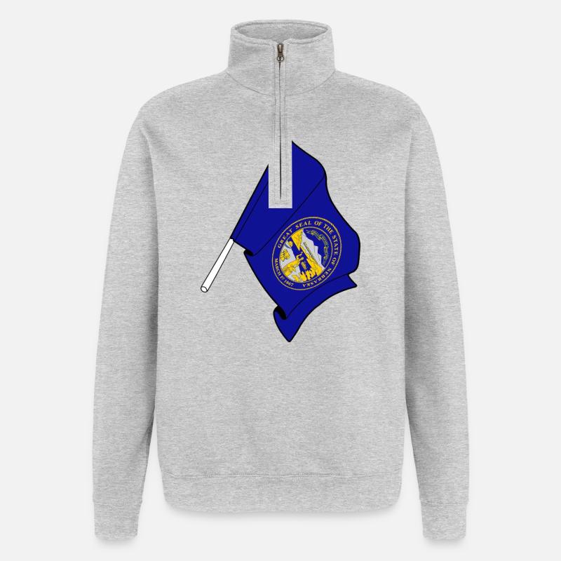 Drapeau du Nebraska - Sweat à zip 1/4 - gris chiné