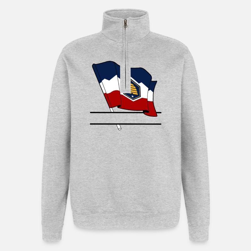 Drapeau Utah bandeau de texte - Sweat à zip 1/4 - gris chiné