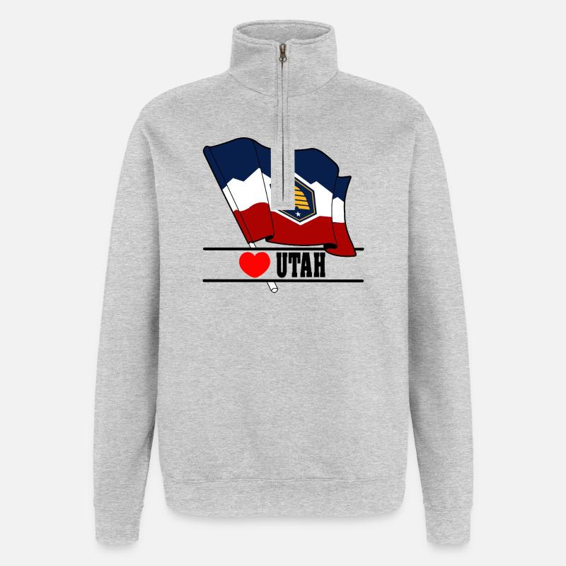 Hinweis Utah Herz UTAH - Quarter-Zip-Sweatshirt - Grau meliert