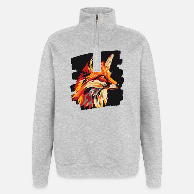 Fuchs Kunst - Quarter-Zip-Sweatshirt - Grau meliert