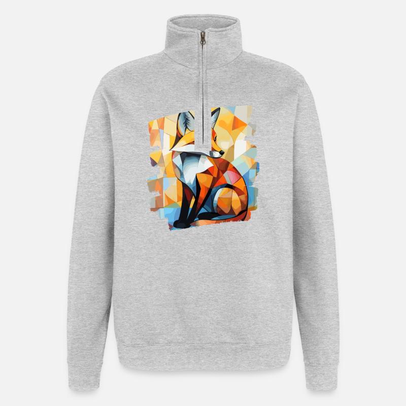 Fox - Quarter-Zip Sweatshirt - heather grey