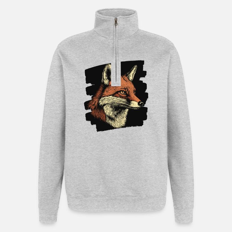 Fox - Quarter-Zip Sweatshirt - heather grey