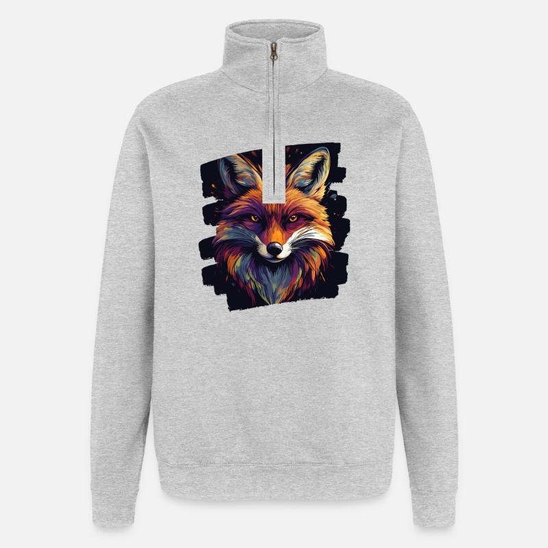 Fuchs - Quarter-Zip-Sweatshirt - Grau meliert