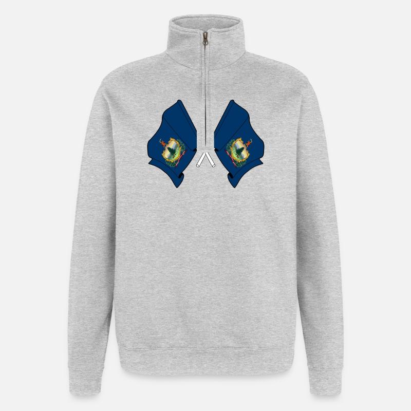 Deux drapeaux ont traversé le Vermont - Sweat à zip 1/4 - gris chiné