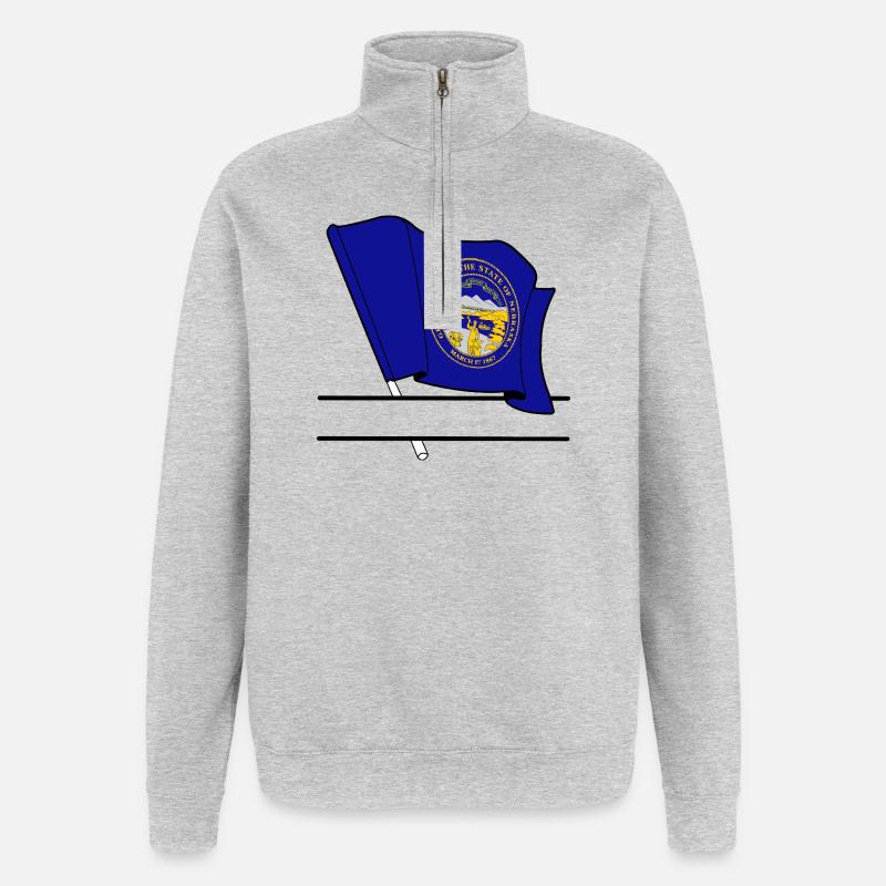 Drapeau Nebraska bannière de texte - Sweat à zip 1/4 - gris chiné