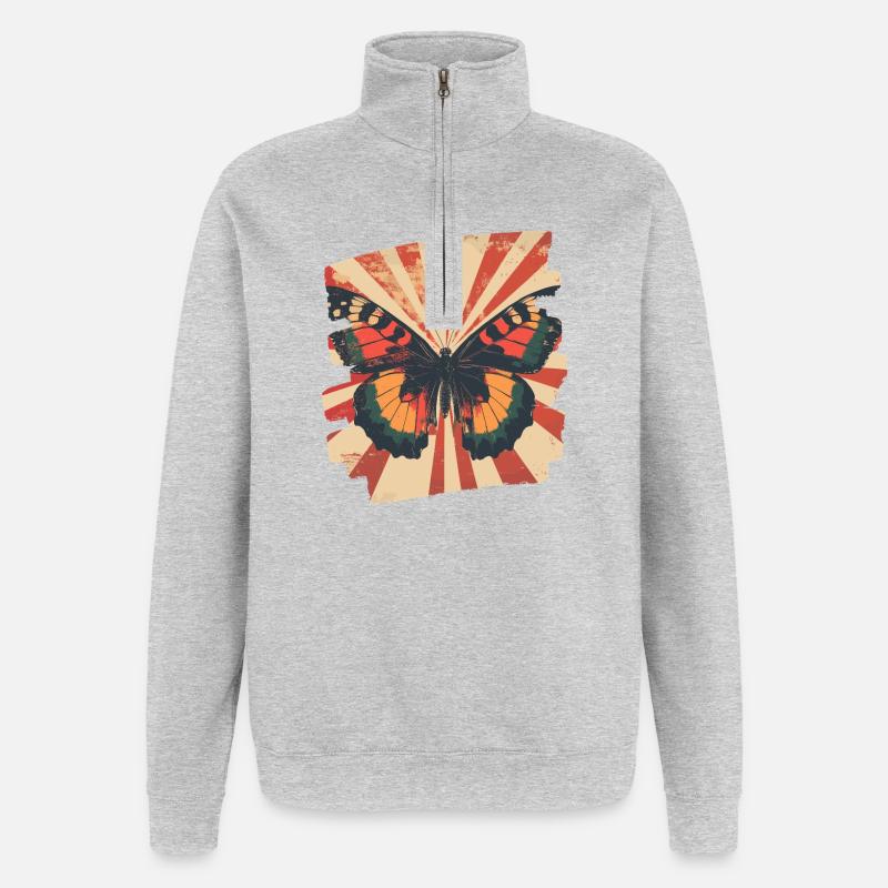 Papillon - Sweat à zip 1/4 - gris chiné