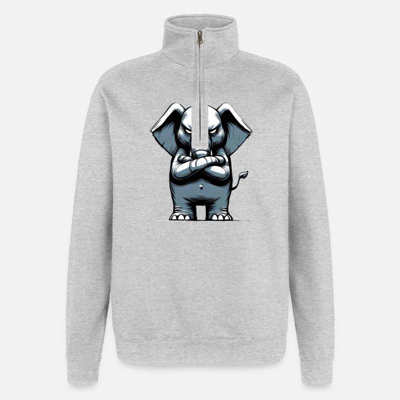 elephant bad guy - Sweat à zip 1/4 - gris chiné