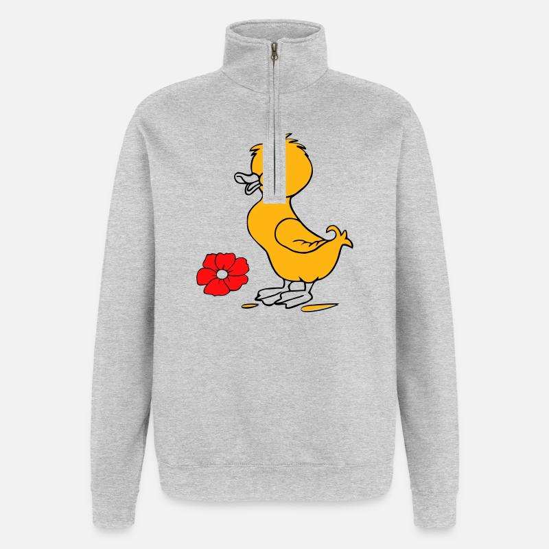 Poussins de Pâques Joyeuses Pâques - Sweat à zip 1/4 - gris chiné