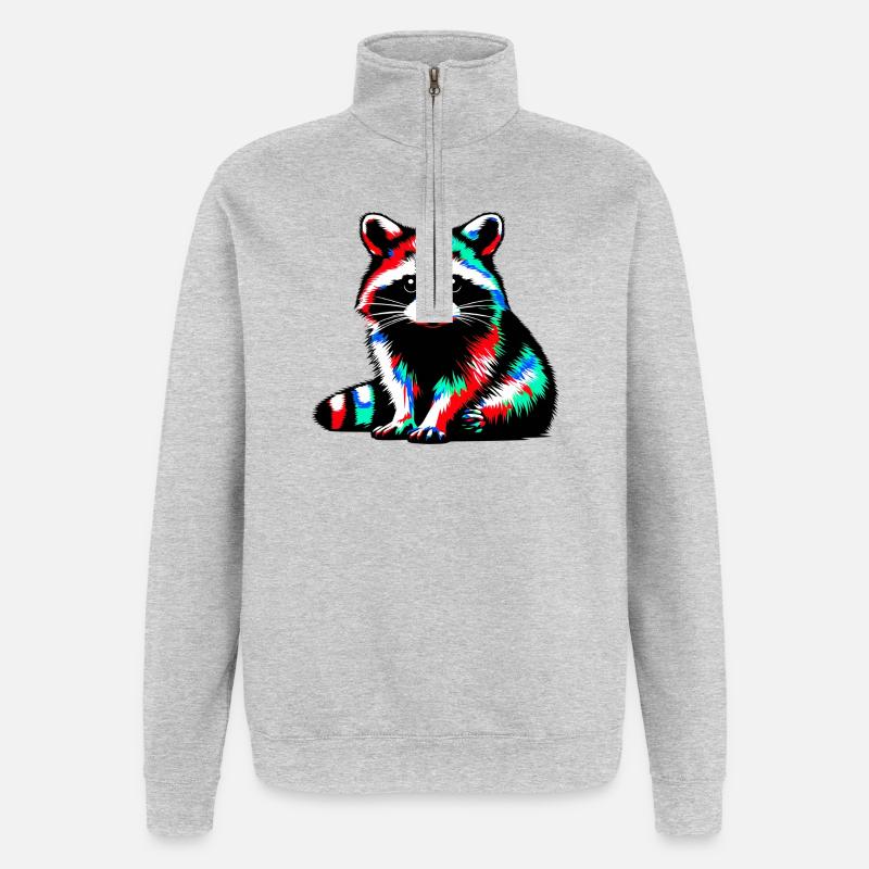 Waschbär - Quarter-Zip-Sweatshirt - Grau meliert