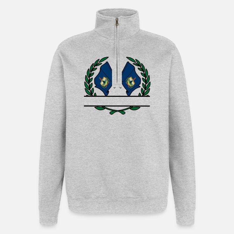 Drapeaux USA Vermont laurier couronne bannière - Sweat à zip 1/4 - gris chiné
