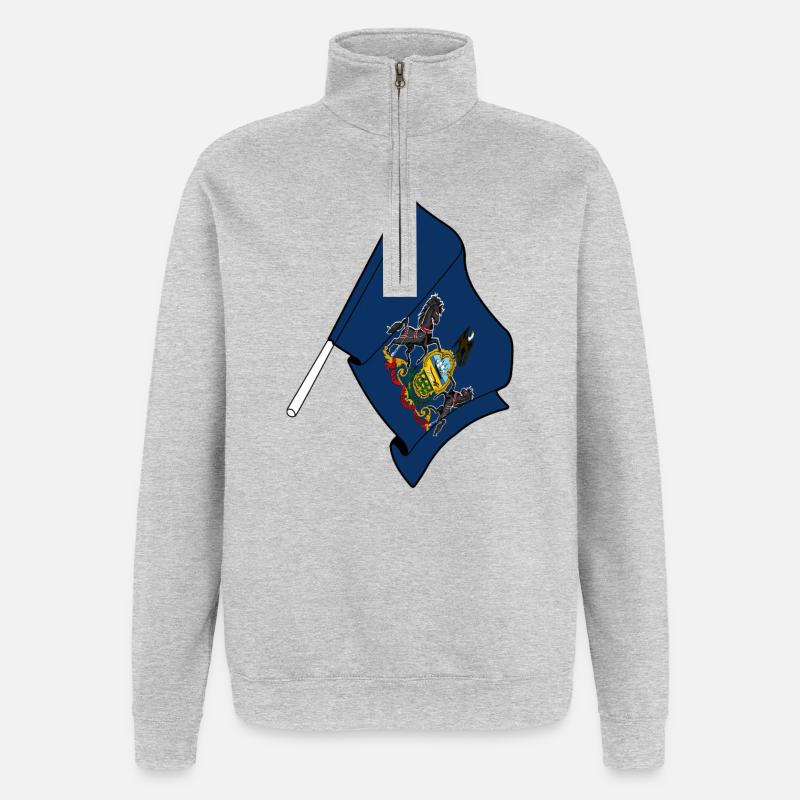 Drapeau de la Pennsylvanie - Sweat à zip 1/4 - gris chiné