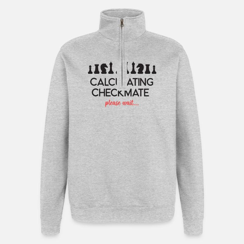 Schach - Schachmatt berechnen, bitte warten... - Quarter-Zip-Sweatshirt - Grau meliert