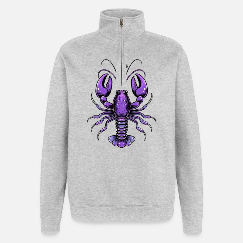 Mardi Gras crawfish with fleur-de-lis design - Quarter-Zip Sweatshirt - heather grey