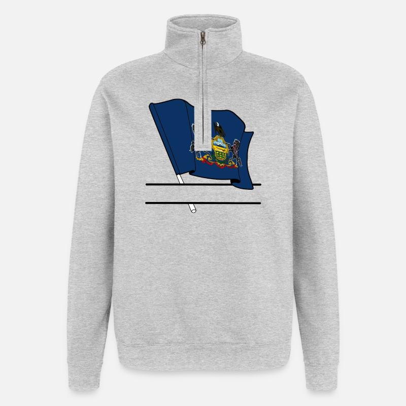 Drapeau Pennsylvanie bannière de texte - Sweat à zip 1/4 - gris chiné