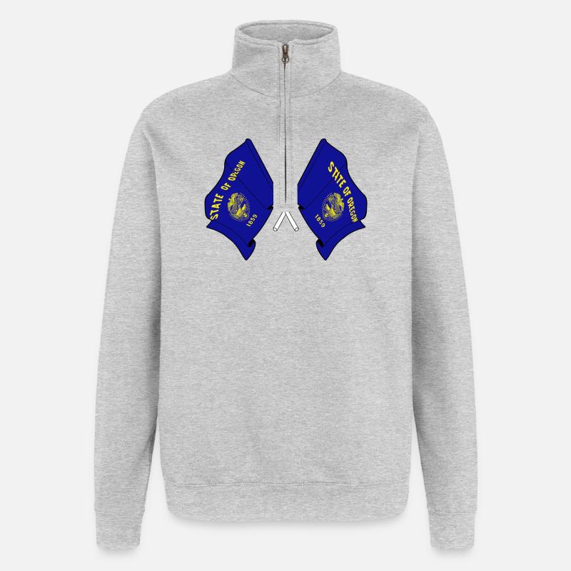 Zwei Flaggen durchquerten Oregon - Quarter-Zip-Sweatshirt - Grau meliert
