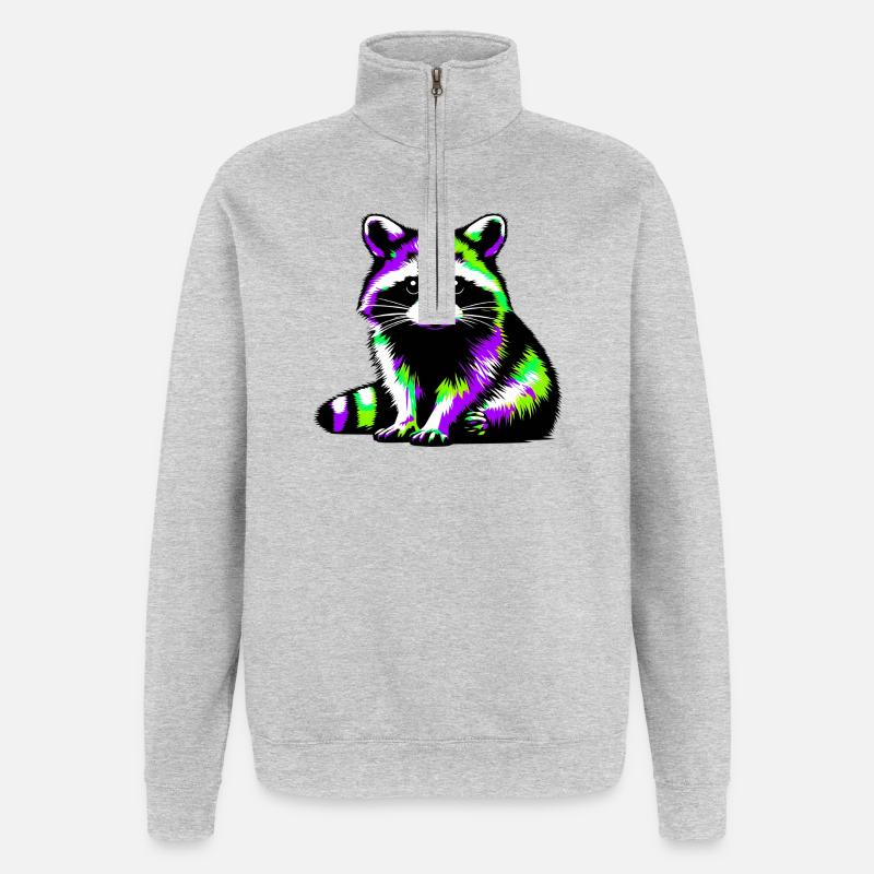 Waschbär - Quarter-Zip-Sweatshirt - Grau meliert