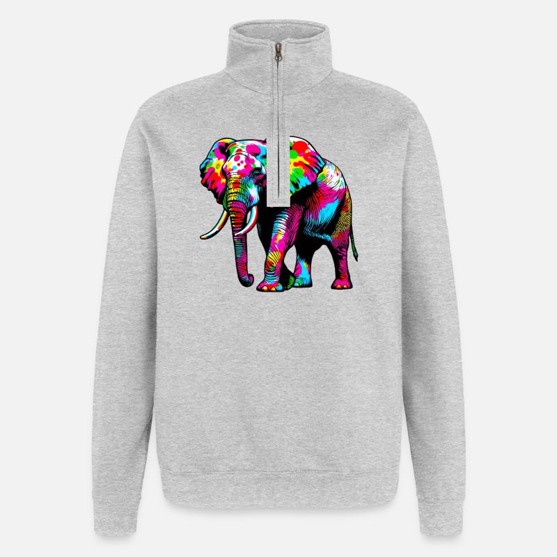 Elefant - Quarter-Zip-Sweatshirt - Grau meliert