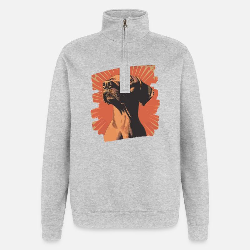 Rhodésian Ridgeback - Sweat à zip 1/4 - gris chiné