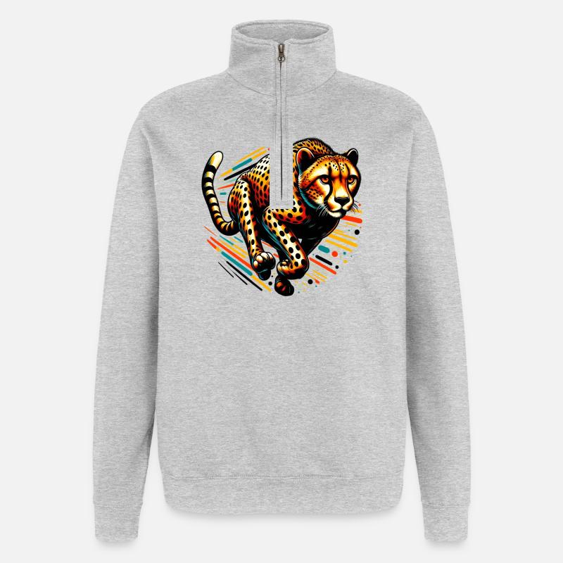 Gepard - Quarter-Zip-Sweatshirt - Grau meliert