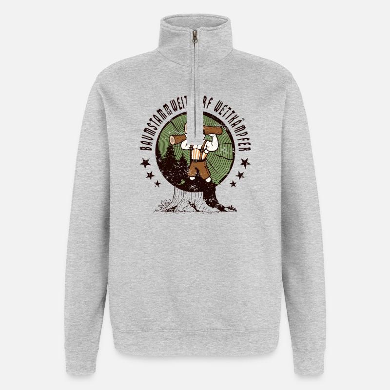 Compétiteurs de lancer de tronc d’arbre - Sweat à zip 1/4 - gris chiné