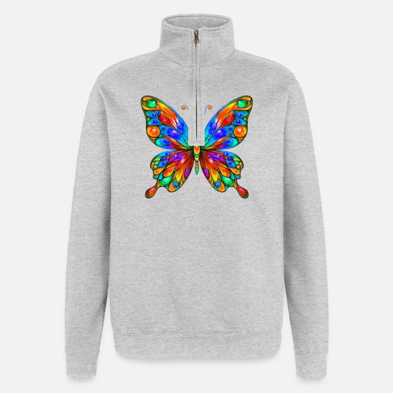 Papillon - Sweat à zip 1/4 - gris chiné
