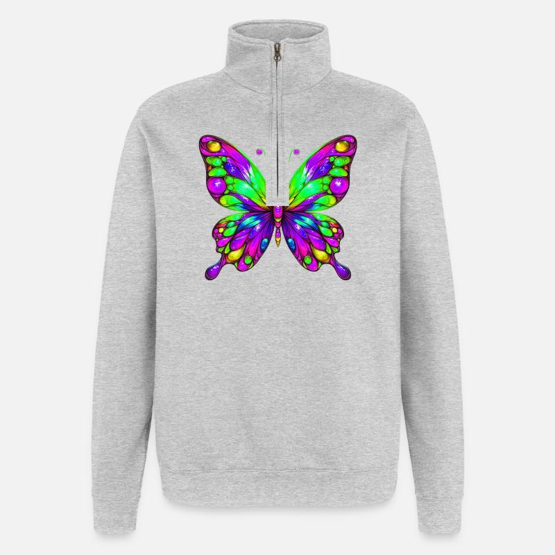 Papillon - Sweat à zip 1/4 - gris chiné