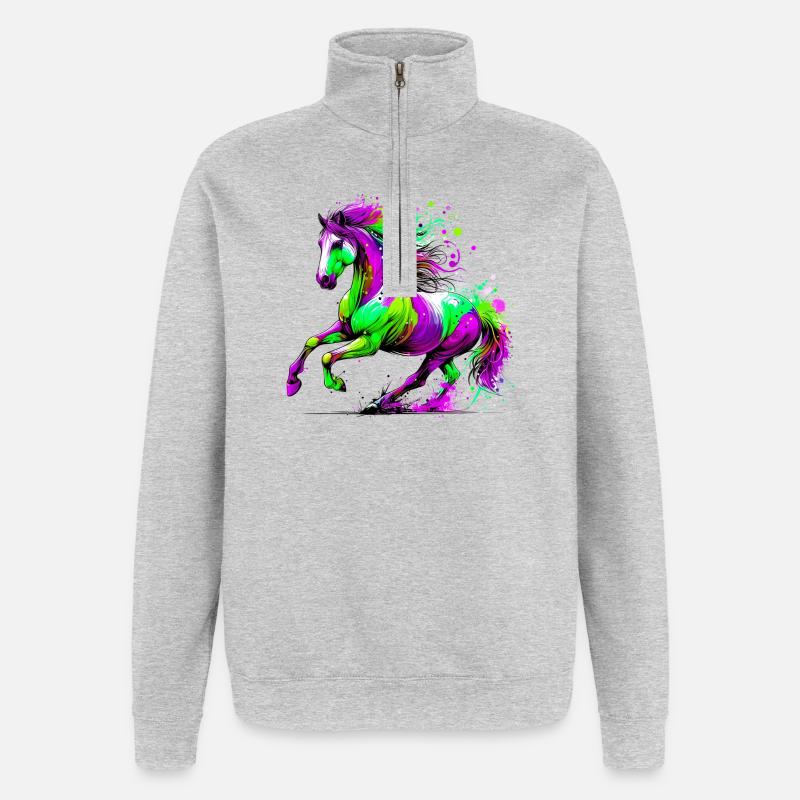 Cheval - Sweat à zip 1/4 - gris chiné