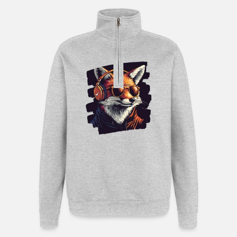 Fuchs - Quarter-Zip-Sweatshirt - Grau meliert