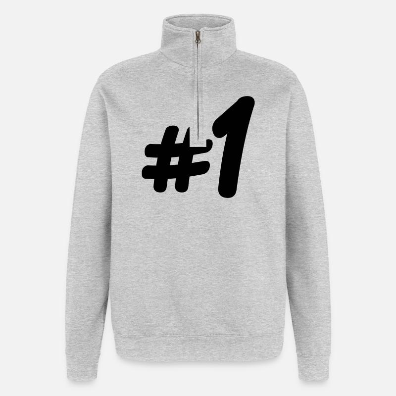 Numéro 1 # - Sweat à zip 1/4 - gris chiné