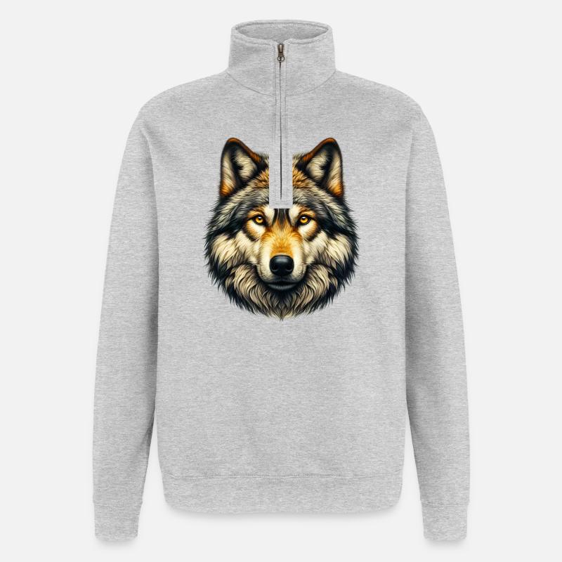 Wolf - Quarter-Zip Sweatshirt - heather grey