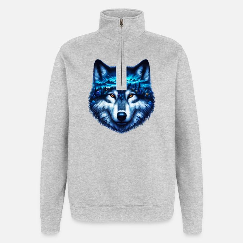 Wolf - Quarter-Zip Sweatshirt - heather grey