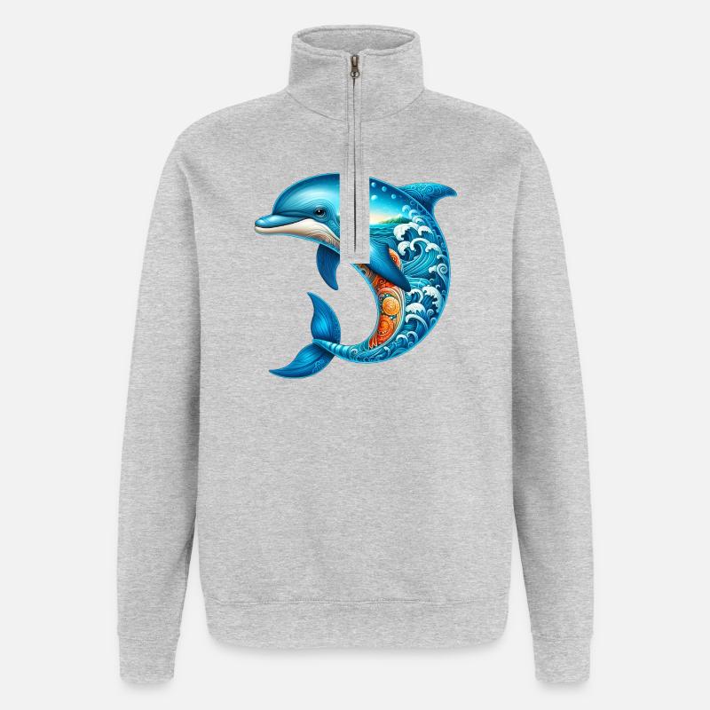 Dauphin - Sweat à zip 1/4 - gris chiné