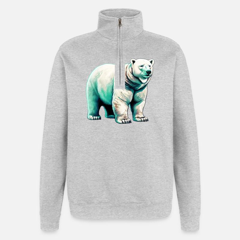 Weißer Eisbär - Quarter-Zip-Sweatshirt - Grau meliert