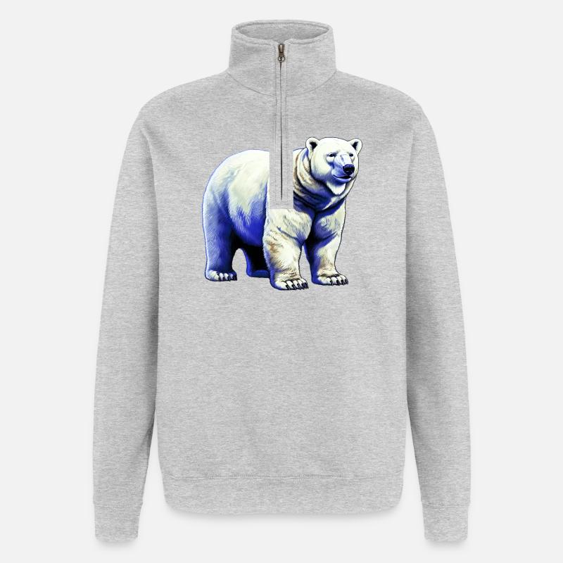 Weißer Eisbär - Quarter-Zip-Sweatshirt - Grau meliert