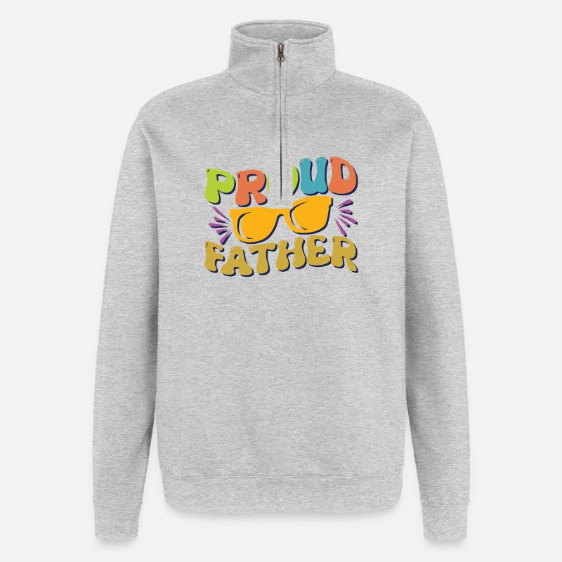 Stolzer Vater - Quarter-Zip-Sweatshirt - Grau meliert