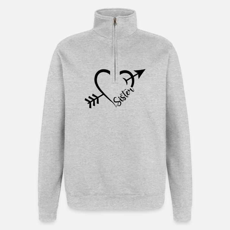 beste Schwester - Quarter-Zip-Sweatshirt - Grau meliert