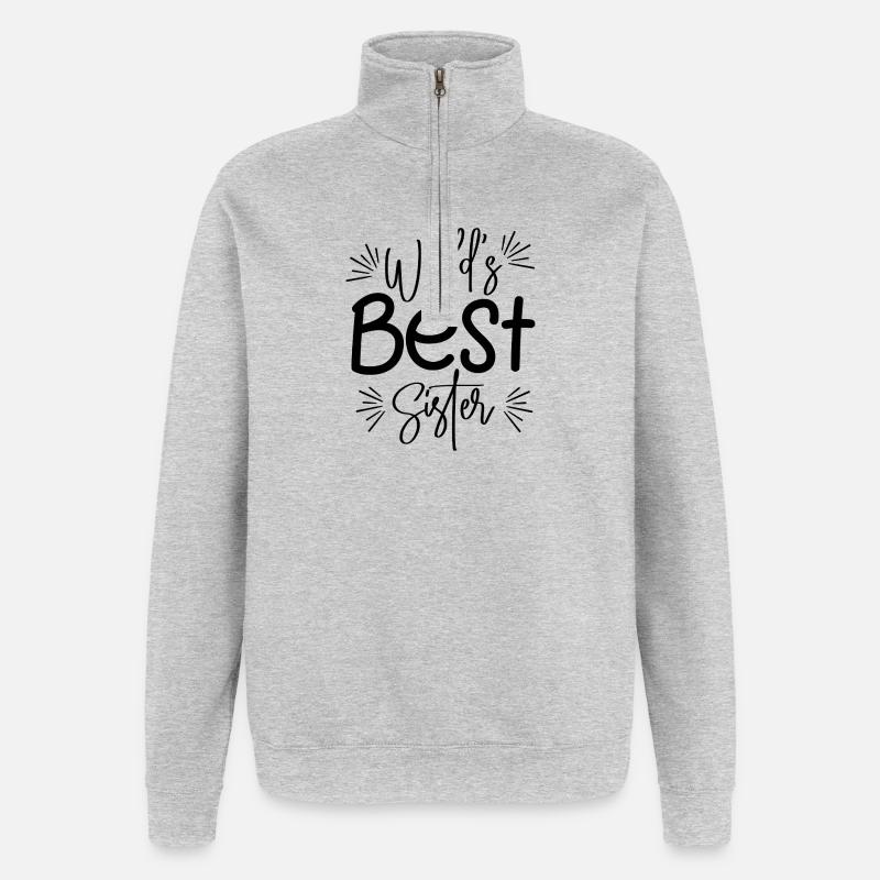 Beste Schwester - Quarter-Zip-Sweatshirt - Grau meliert